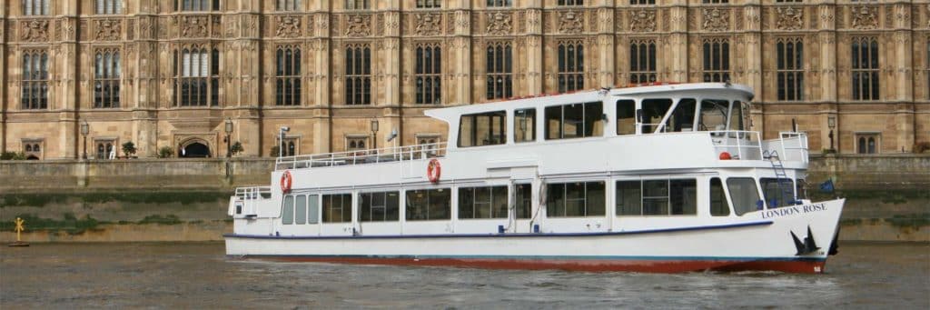 M.V London Rose passing the New Palace of Westminster (Houses of Parliament)