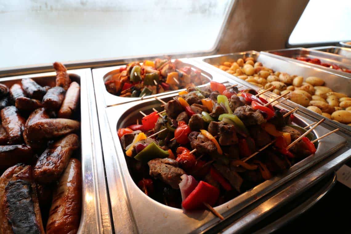 Grilled Cumberland Sausages, Welsh Lamb Kofta Kebabs & Grilled Suffolk Chicken Kebabs