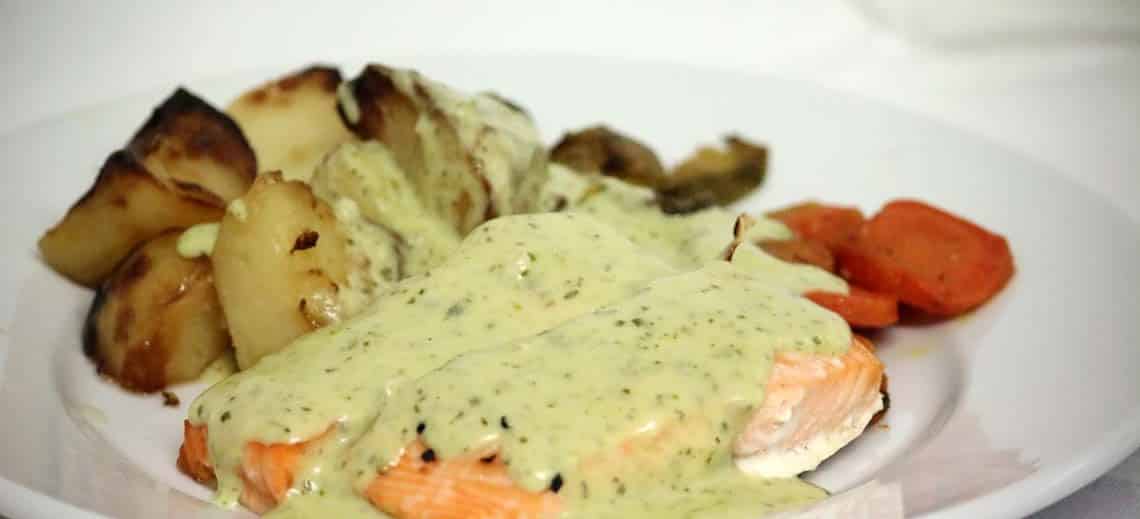 Oven Roasted Salmon with Watercress Sauce