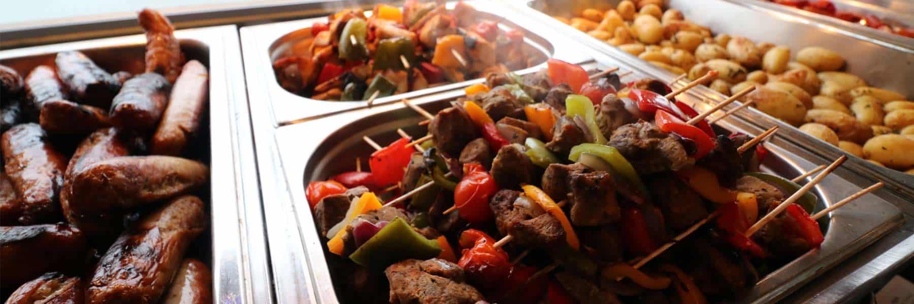 Grilled Cumberland Sausages, Welsh Lamb Kofta Kebabs & Grilled Suffolk Chicken Kebabs