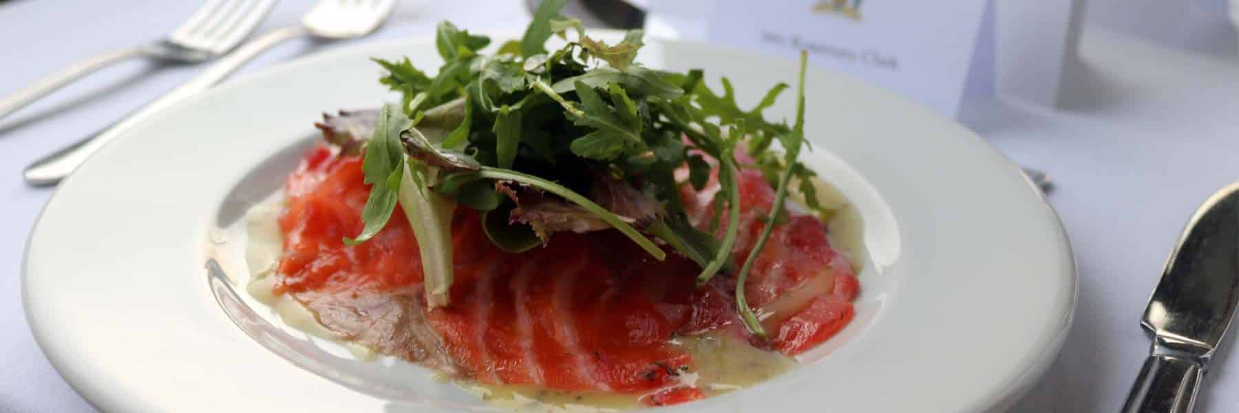 Beetroot Cured Salmon with Soured Cream & Caviar