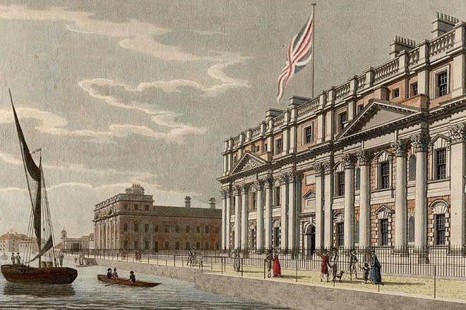 El Royal Hospital for Seamen, diseñado por Sir Christopher Wren.