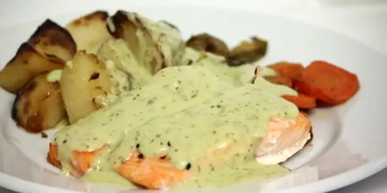 Oven Roasted Salmon with Watercress Sauce
