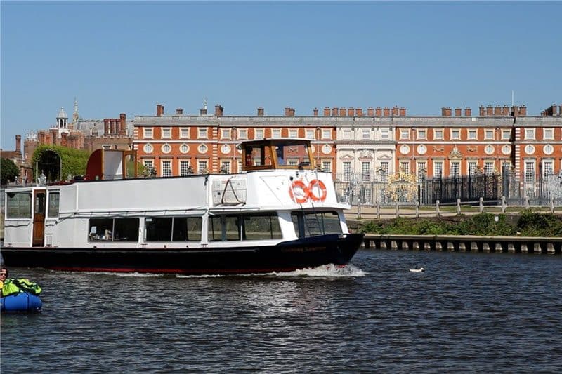 M.V Cockney Sparrow passing the East Front, Hampton Court Palace M.V Cockney Sparrow passing the East Front, Hampton Court Palace