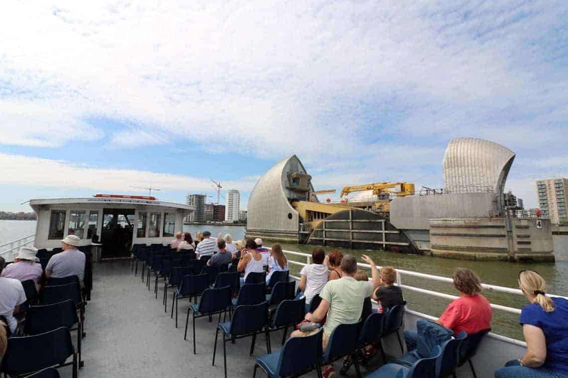 M.V London Rose approaching the Thames Barrier