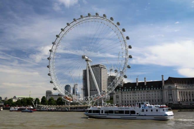 M.V Thomas Doggett passing the London Eye M.V Thomas Doggett passing the London Eye