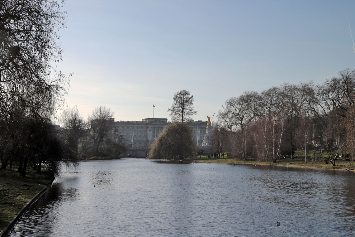 The view from the Blue Bridge, St James Park, City of Westminster