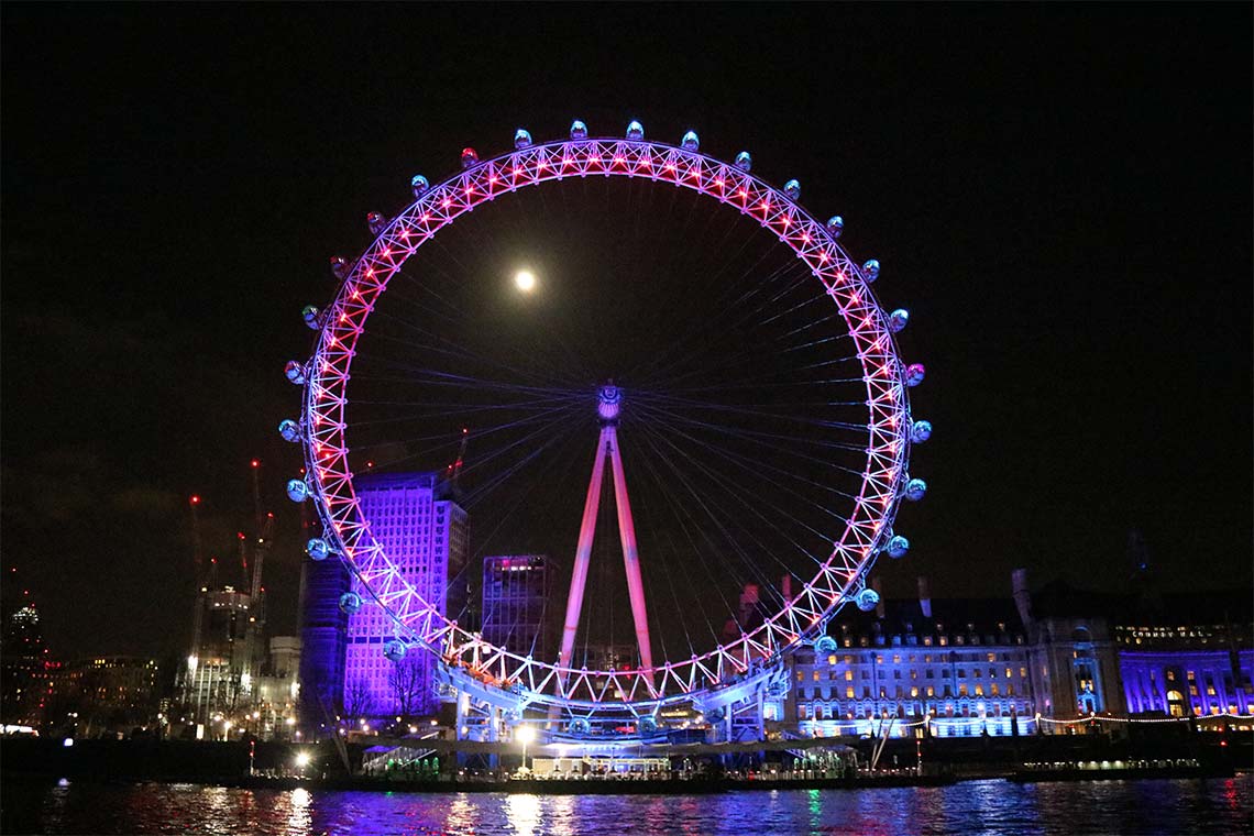 Le London Eye le soir du Nouvel An, Waterloo